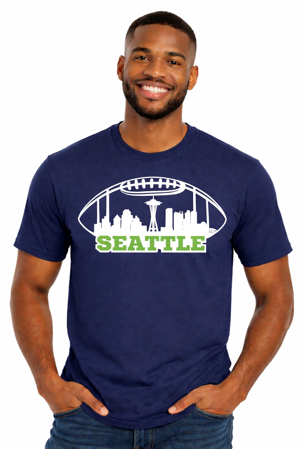 Seattle Seahawks Skyline Navy T-Shirt